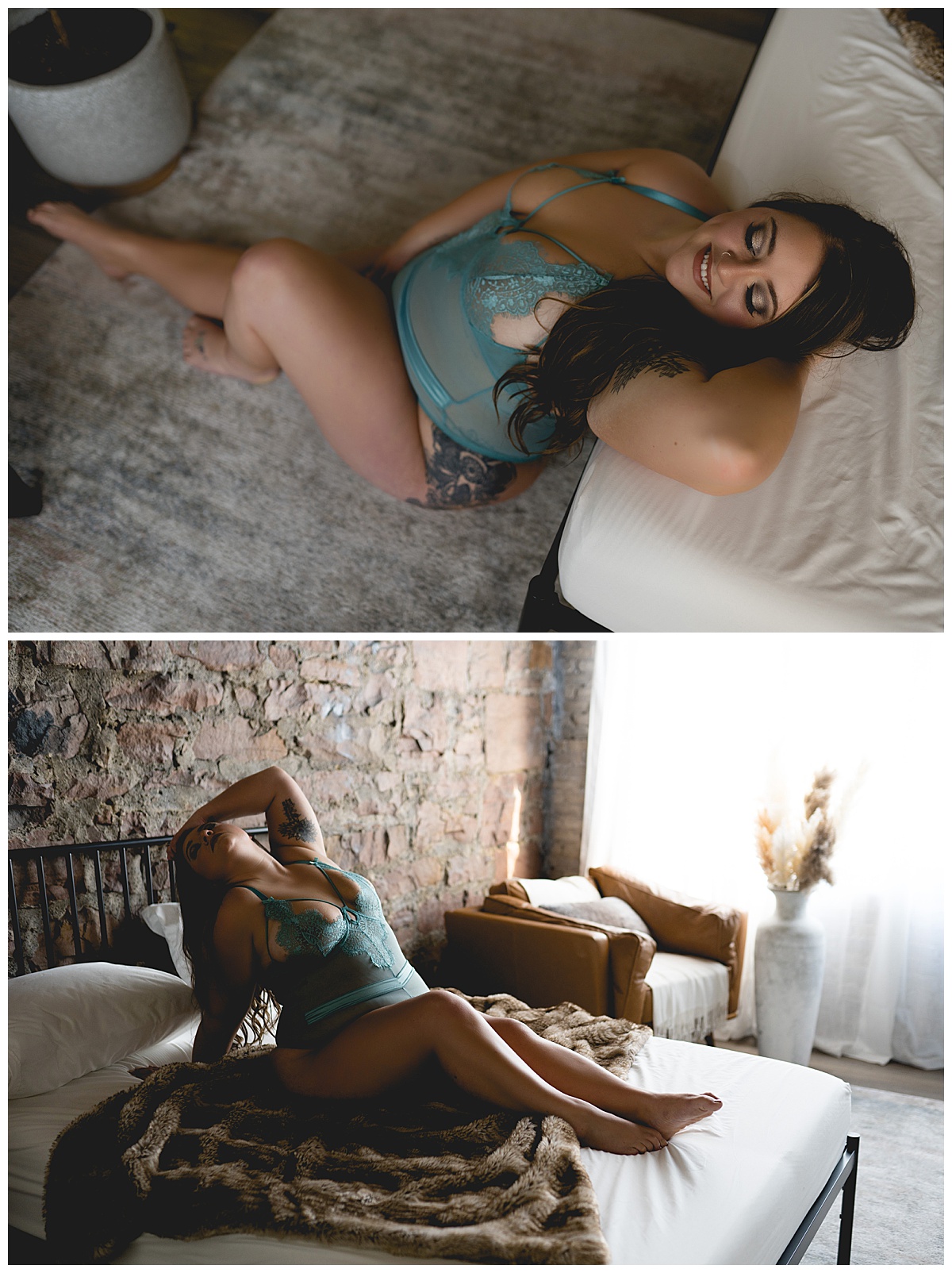 Fiance on edge of bed for Emma Christine Photography
