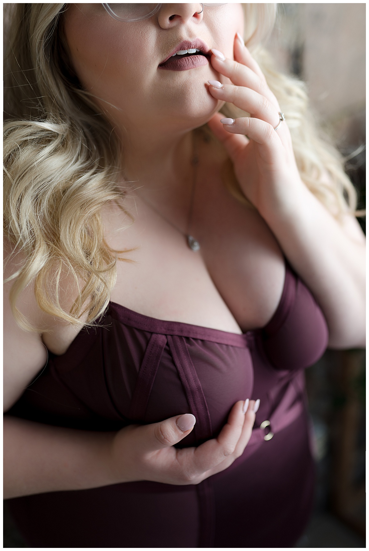 Lady grabs chest for Emma Christine Photography