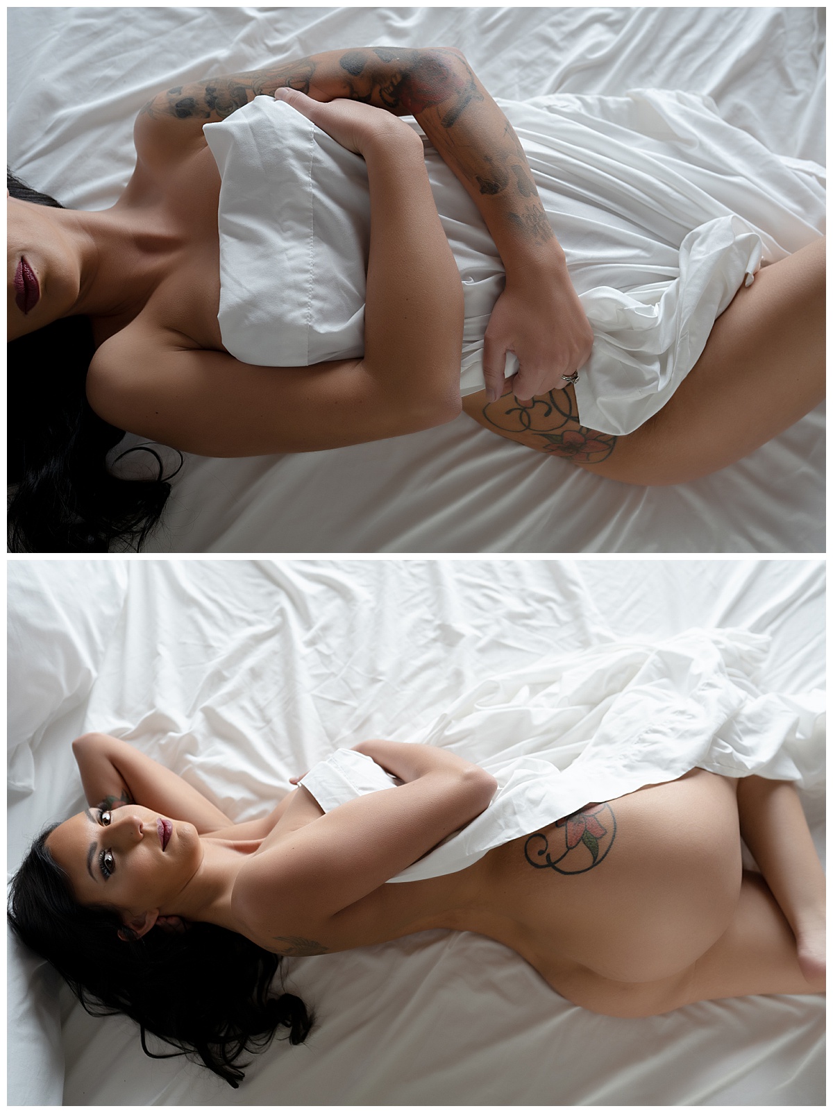Girl laying on bed in Sioux Falls Boudoir Photographer