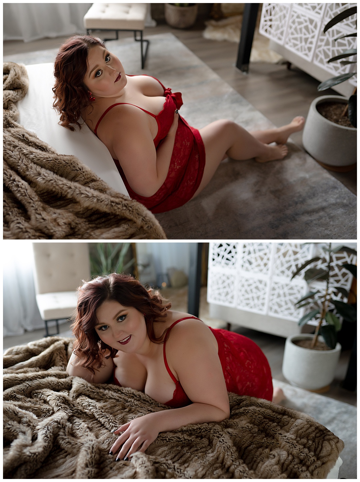 Adult leaning against chair and blanket for Emma Christine Photography