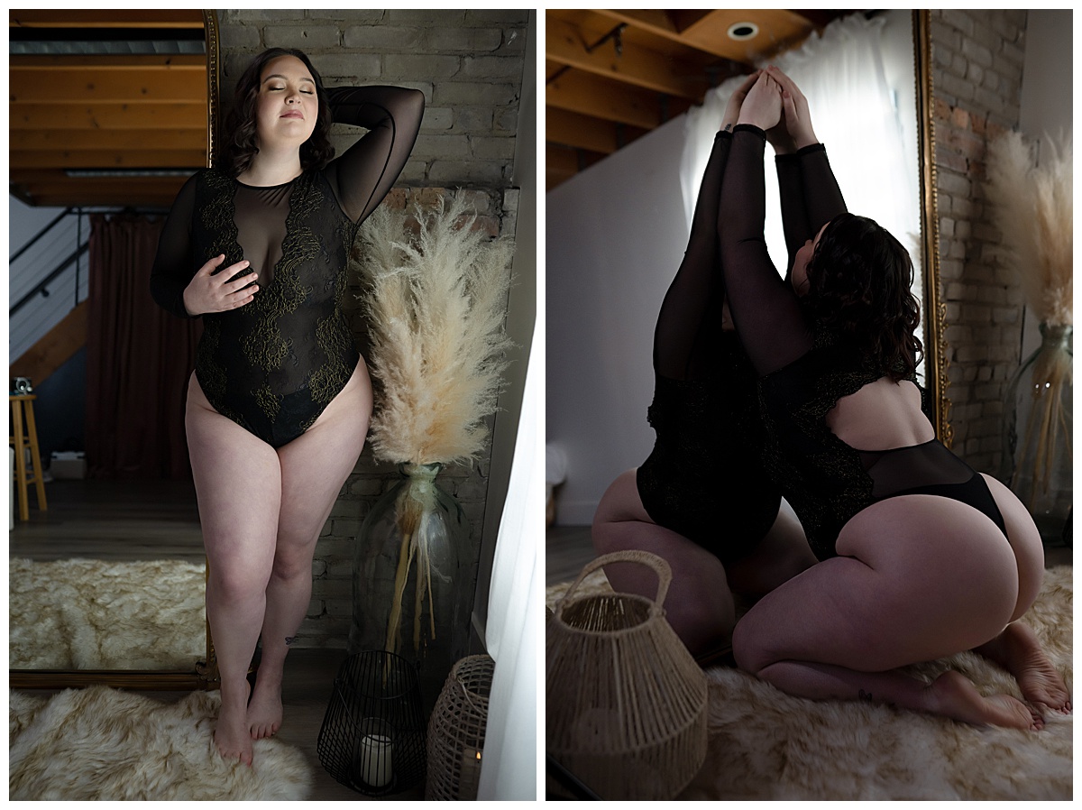 Girl stands tall in lingerie for Sioux Falls Boudoir Photographer