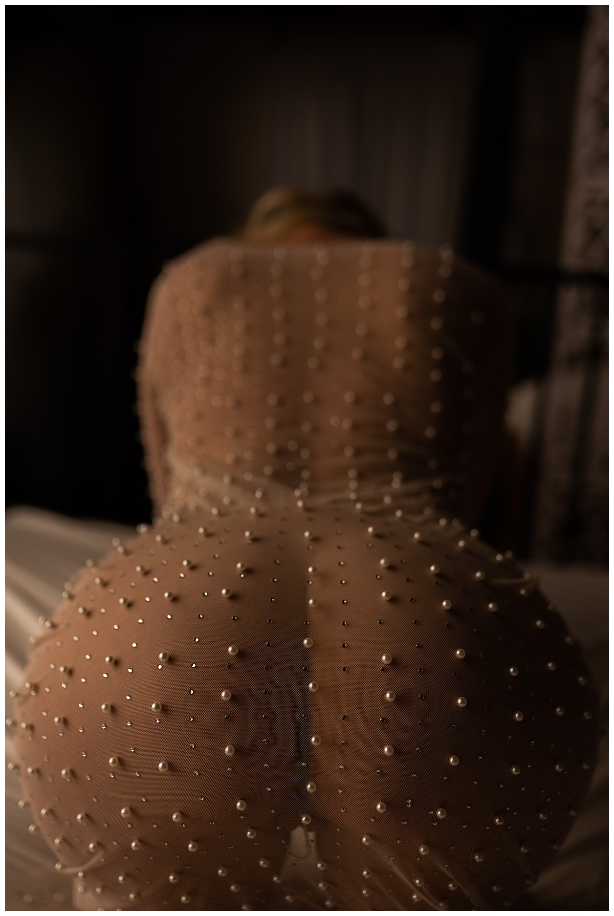 Adult wear pearl beaded mesh dress for Sioux Falls Boudoir Photographer