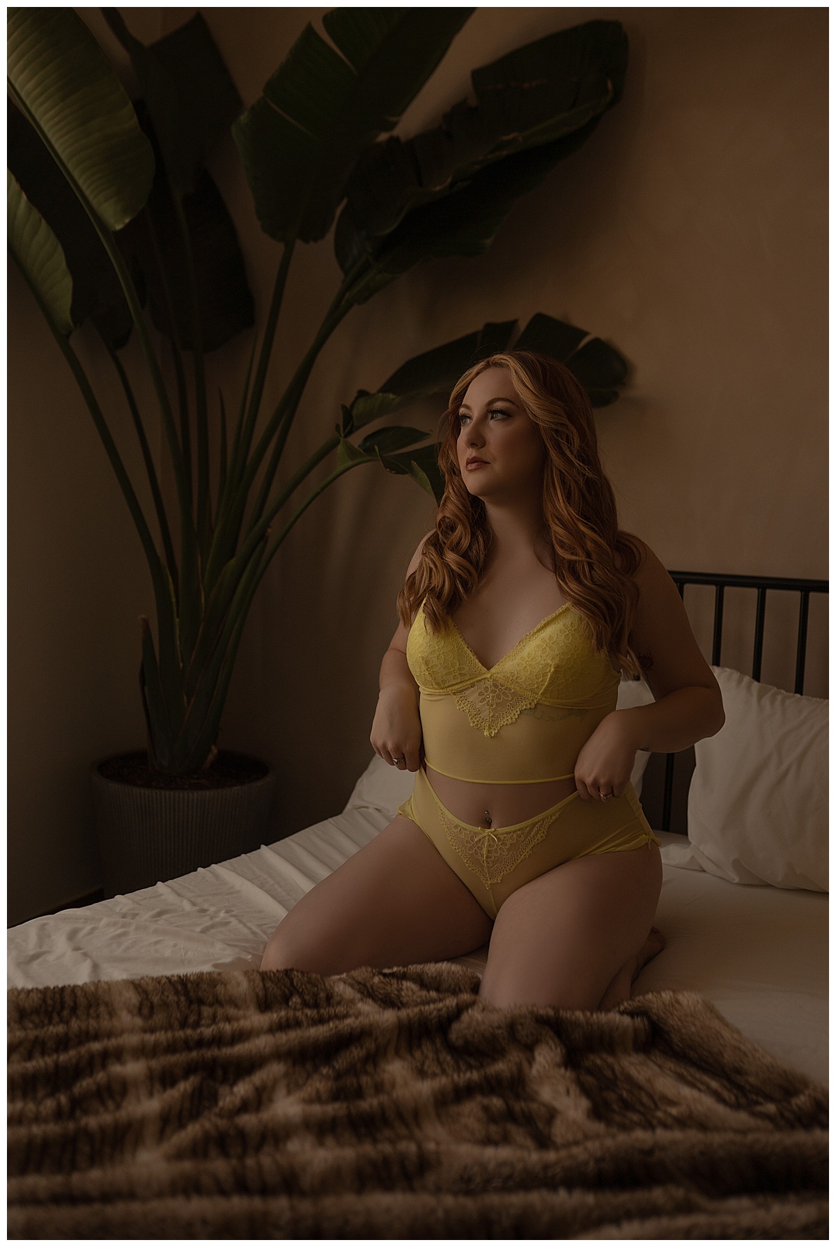 Woman wears yellow lingerie to Practice Body Positivity