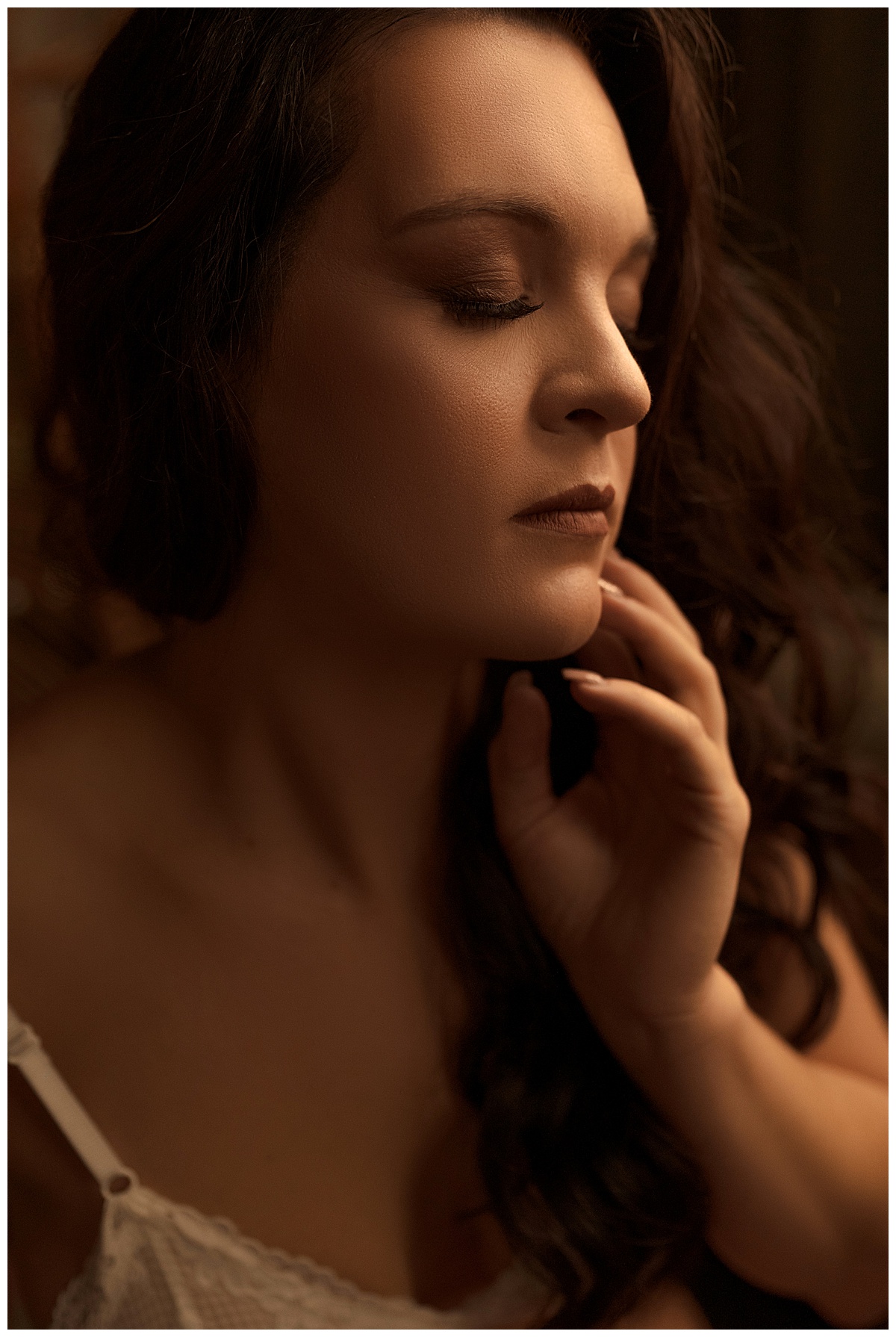 Stunning hair and makeup for a boudoir session by Emma Christine Photography