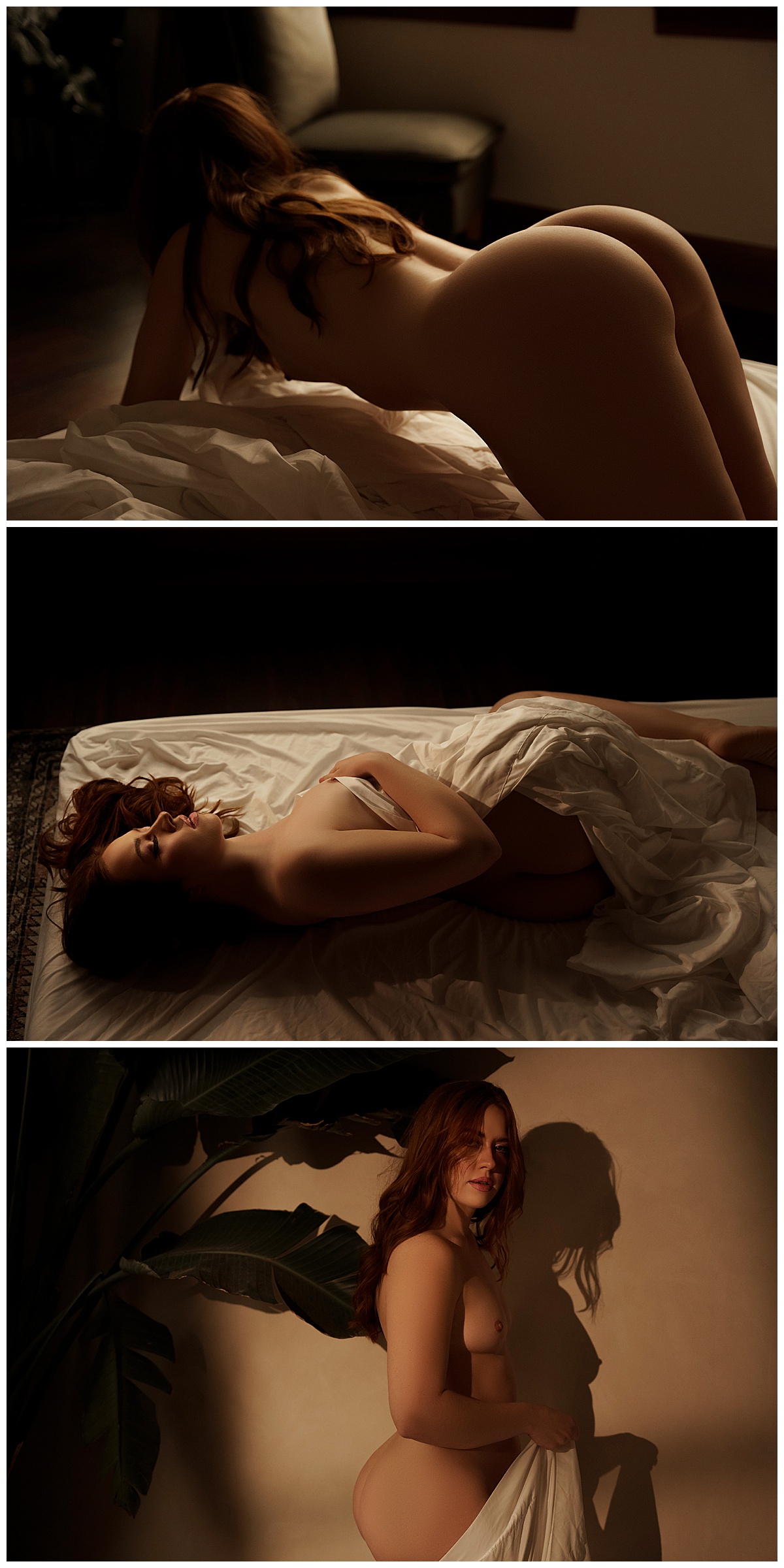 Adult covers body white white sheet while laying on the bed showing How to Feel Confident During Your Boudoir Photoshoot