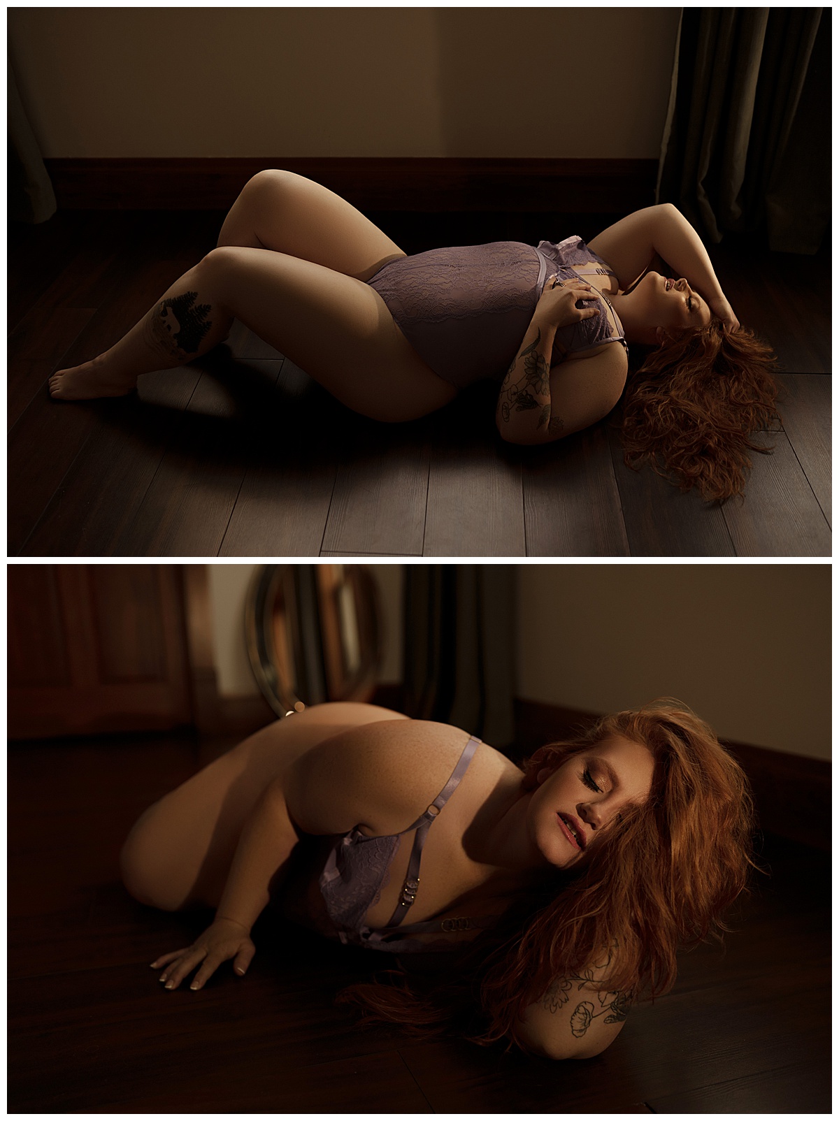 Woman lays on the floor wearing lingerie showing how you can be finding your worth through boudoir