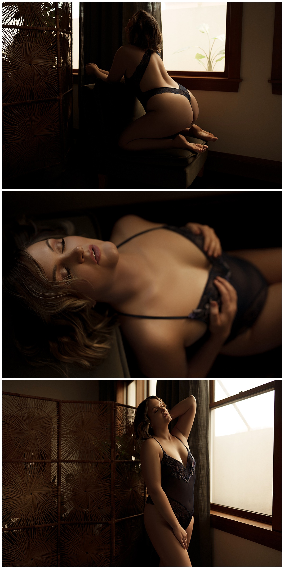 Adult wears dark-colored lingerie for Emma Christine Photography