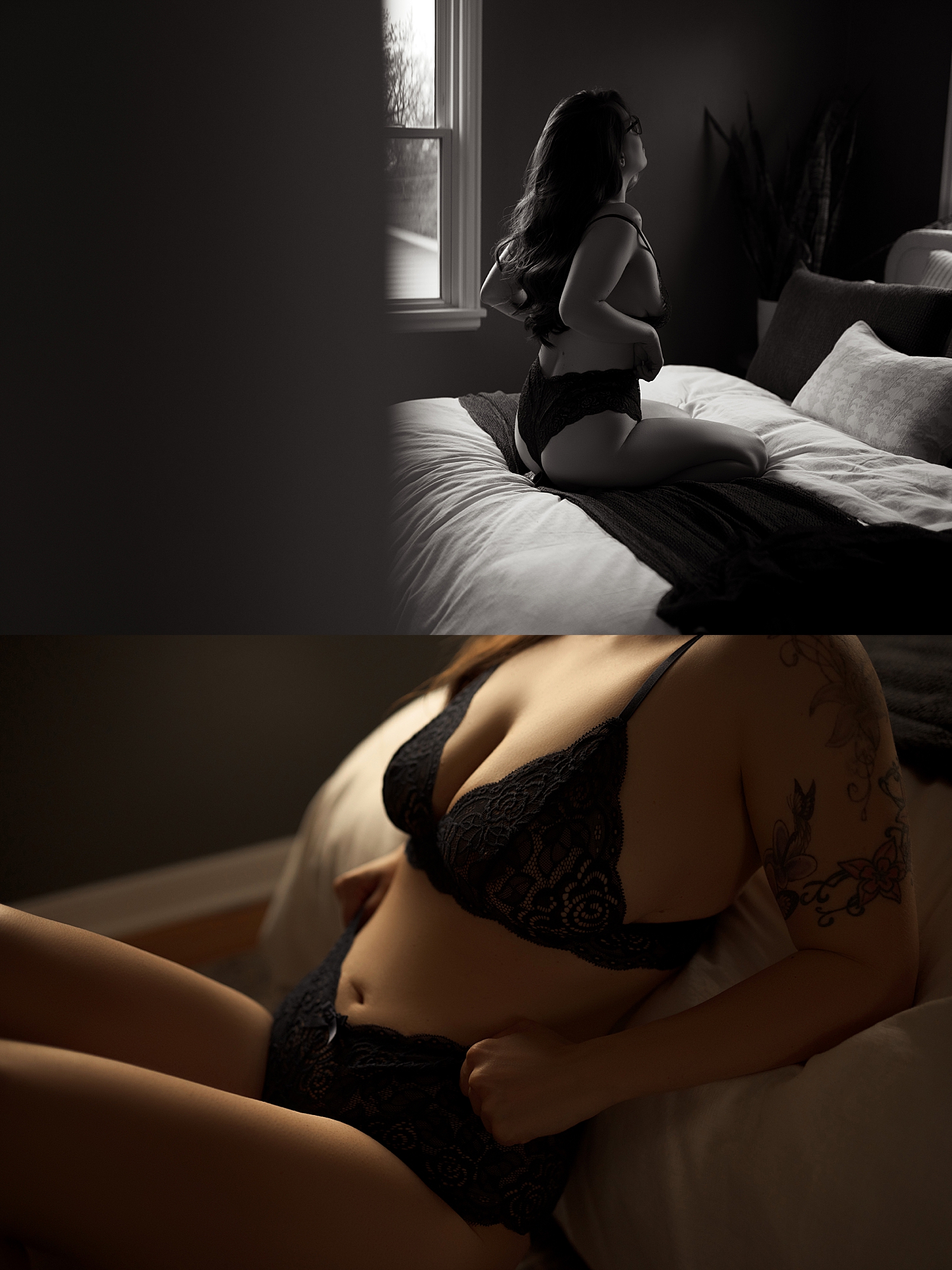 brunette sitting on studio bed proving you don't need a milestone to book a session